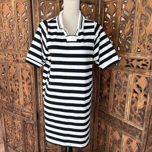 Black and White Striped Polo Dress